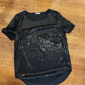 P.A.R.O.S.H Black Sequin Top